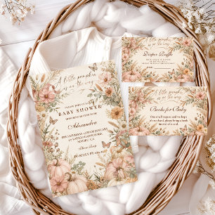 Wildflower Little Pumpkin Baby Shower Invitation