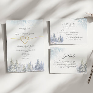 Watercolor Pine Trees Winter Wedding Napkins