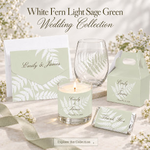 Light Sage Green White Fern Woodland Wedding All In One Invitation