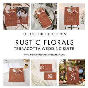 Rustic Autumn Florals Terracotta Table Number