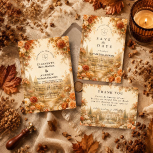 Timeless Autumn Garden Wedding Thank You Card