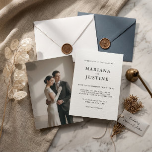 Editorial Minimalist Winter Wedding Photo  Save The Date