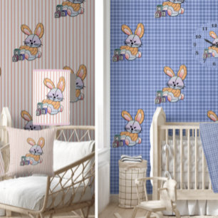 Personalised Blue Plaid Nursery Art - Bunny Mug