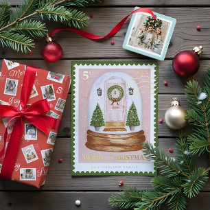 Fun Family Photos Christmas Postage Stamp Collage Wrapping Paper