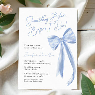 Something Blue Before I Do Blue Bow Bridal Shower  Invitation