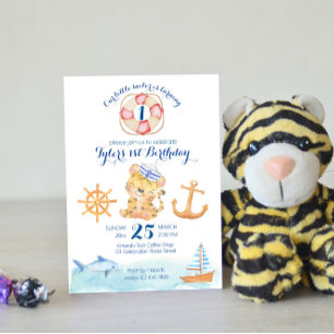 Nautical marine sailing theme pastel watercolor invitation