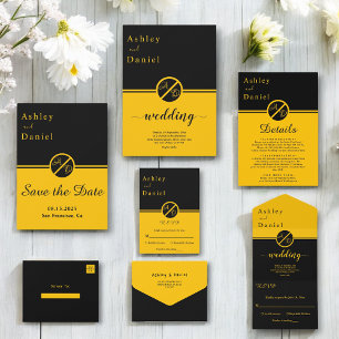 Elegant Luxury Black And Gold Monogram Wedding Save The Date