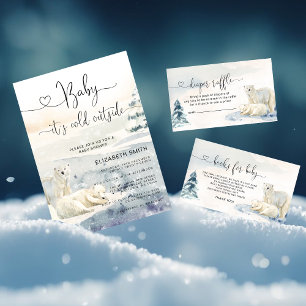 Mama and Baby Polar Bear Baby Diaper Raffle Enclosure Card