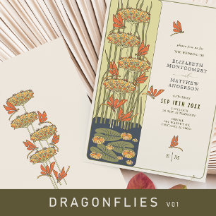 Dragonfly Belle Epoque Art Nouveau Wedding Invitation