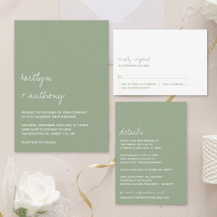 Modern Typography Sage Green Minimalistic Photo Save The Date