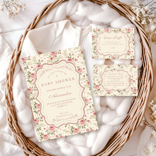 Soft Blush Floral Heirloom Diapper Raffle Enclosure Card