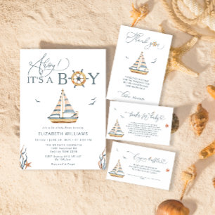 Elegant Modern Nautical Sailboat Thank You Card