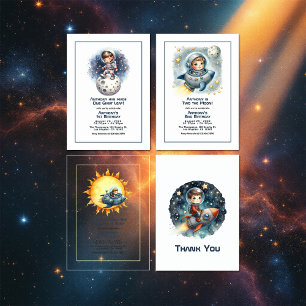 Stellar Boy Space Rocket Thank You Card