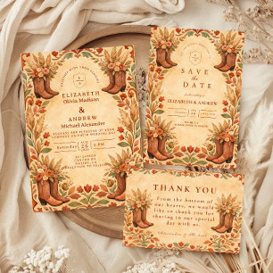 Boho Western Garden Wedding Save The Date