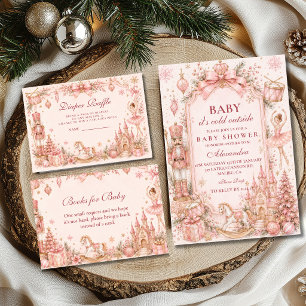Pink Nutcracker Baby Shower Diaper Raffle Enclosure Card