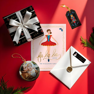 Fa La La Stripe Christmas Nutcracker Ballerina  Cushion