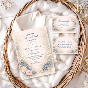 Blueberry Botanical Frame Diapper Raffle Enclosure Card