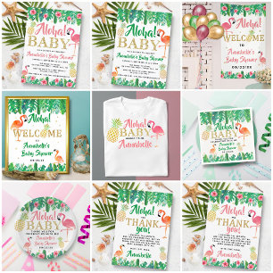 Tropical Summer Beach Luau Boys Baby Shower Invitation