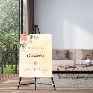 50th birthday floral rose gold eucalyptus greenery invitation postcard