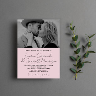 True Simplicity 3 Modern Oyster Photo Wedding Invitation