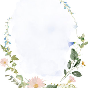 Greenery Dusty Blue Wildflowers Wedding Shower Invitation