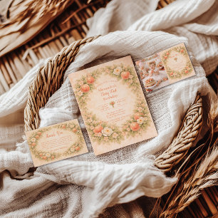 Sweet Peach 1st Birthday Invitation