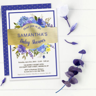 Elegant Purple Floral Gold Baby Shower Thank You  Napkin