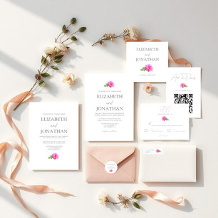 Pink Rose Classic Minimalist Wedding Round Sticker