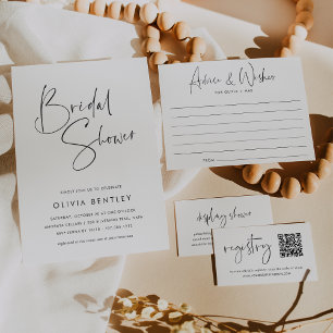 Modern Minimalist Handwritten Script Bridal Shower Invitation
