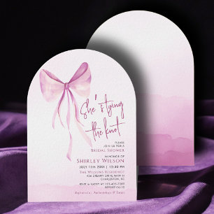 Blush Pink Bow She's Tying the Knot Bridal Shower Invitation