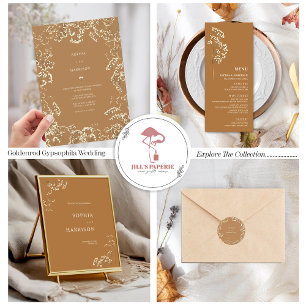 Gypsophila Botanical Goldenrod Wedding Details Invitation