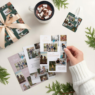 Simple Year in Moments Family Photo Christmas  Foil Holiday Card