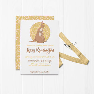 Kangaroo Baby Girl Shower Pink Invitation
