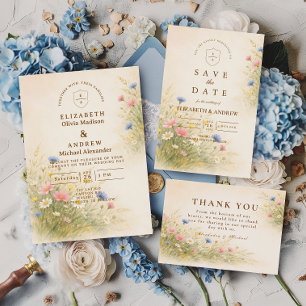 Spring Meadow Floral Wedding Invitation