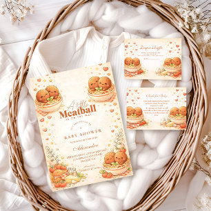 Cute Illustrated Little Meatball Baby Shower Invitation