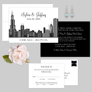 Chicago Skyline Wedding Bachelorette Party White Invitation