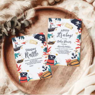 Ahoy Its a boy Pirate Ship Nautical Baby Shower Napkin