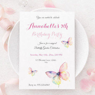 Delicate Pink Butterfly in Pastel Rainbow Colours