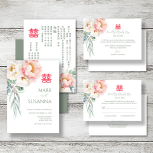 Elegant Eucalyptus Peonies Wedding Invitation