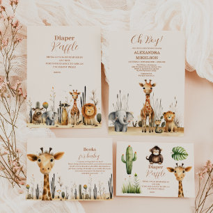 Oh Boy Cute Safari Animal Greenery Baby Shower Napkin
