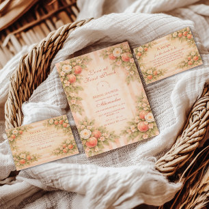 Peach Blossom Romance Bridal Shower Thank You Card