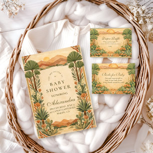 Warm Neutral Desert Canyon Botanicals Baby Shower Invitation