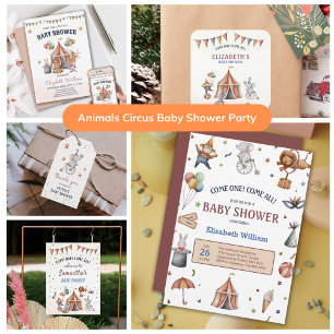 Playful Animals Circus Parade Baby Shower Invitation