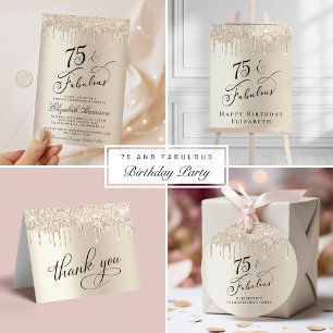 75th Birthday Party Gold Glitter  Napkin