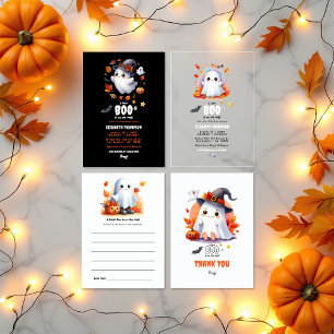 "A Little Boo is on the Way" Halloween Baby Shower Thank You Card