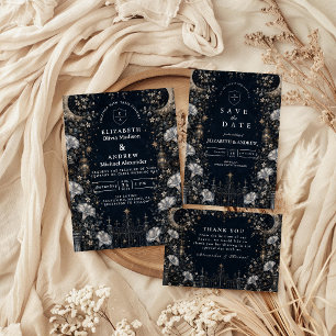 Gothic Dark Celestial Wedding Thank You Card