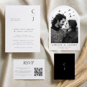 Wedding Monogram Custom QR Code Wedding Website RSVP Card