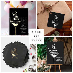 A Tini Bit Older Martini Birthday Party Black Classic Round Sticker