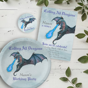 Blue Dragon Birthday party  Paper Plate