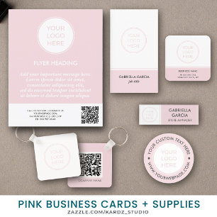 Blush Pink Simple Logo QR Code Key Ring